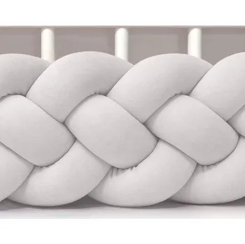 mantinel do postýlky Ochranný mantinel do postýlky - 4-pásmový cop - Světle šedý (120-400 cm) 120cm