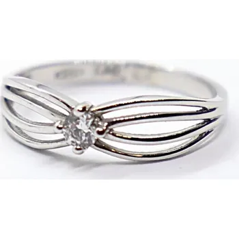 Prsten Klenoty Budín Dámský zásnubní prsten z bílého zlata se zirkonem 585/1,73gr vel. 53 HK1245 (Klenoty Budín Dámský zásnubní prsten z bílého zlata se zirkonem 585/1,73gr vel. 53 HK1245)