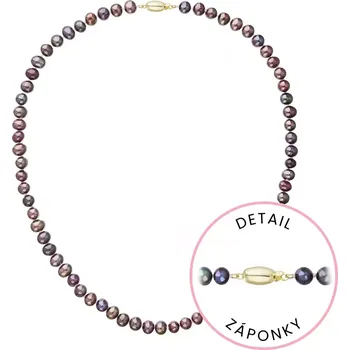 Náhrdelník Perlový náhrdelník z říčních perel se zapínáním ze 14 karátového zlata 922001.3/9271A dk.peacock