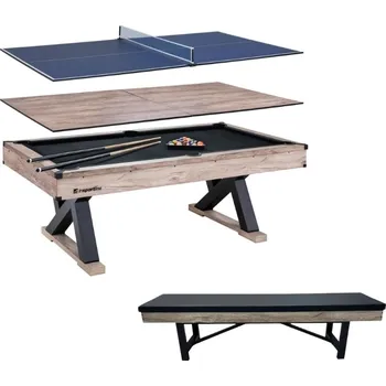 Stůl na stolní tenis Insportline Billiardový stůl 3v1 Residento s lavicí (Barva: světlé dřevo)