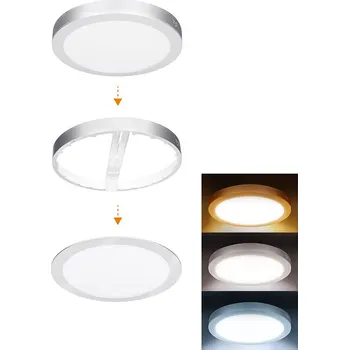 LED panel Solight WD244-S LED mini panel koupelnový 2v1, 3CCT, podhledový/přisazený, 24W, 2040lm, IP54, stříbrná, kulatý