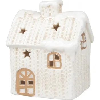 Domek porcelánový pletený s LED 9 x 11 cm