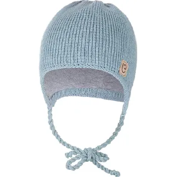 Kojenecká čepice LITTLE ANGEL zavazovací čepice pletená LA OUTLAST 4 vel. 45-48 cm Sv.Mentolová