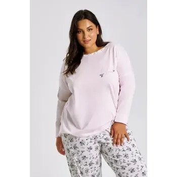 Dámské pyžamo Dámské pyžamo 3465-Ella, dlouhý rukáv, růžová, vel. XXL