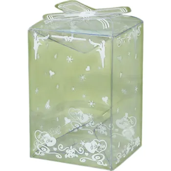 10 ks Průhledné PVC krabičky 7,5 x 5 x 4,5 cm Dárkové plastové boxy s mašlí a srdíčky Svatební balení cukrovinek Vánoční obaly na dárky Elegantní dekorace