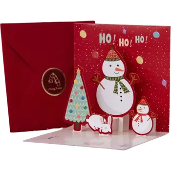 Vánoční dekorace Vánoční a novoroční 3D přání z papíru Skládací přáníčko s vánočními motivy Stromek Sněhulák Dárky Hvězdy Kreativní sváteční dekorativní blahopřání