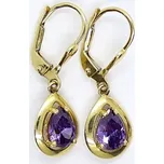Klenoty Budín Dámské zlaté visací náušnice s fialovými ametysty 585/2,25gr HK2415 (Klenoty Budín Dámské zlaté visací náušnice s fialovými ametysty 585/2,25gr HK2415)