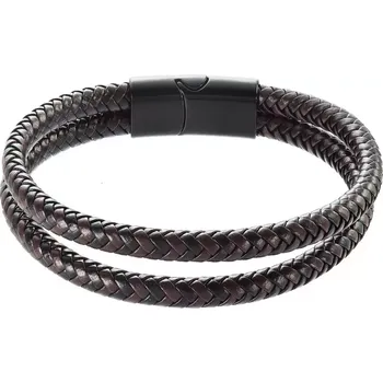 Náramek Náramek pánský s koženkovými pásky a sponou na magnet 43035.3 hnědý/černý