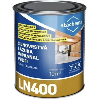 barva a nátěr na dřevo Impranal Profi LN400 - silnovrstvá vodou ředitelná lazura Velikost: 0.75 l, Odstín: Bezbarvý s UV