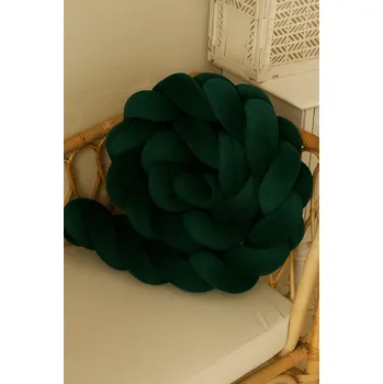 Dětsný nábytek Ochranný mantinel do postýlky - Pletený cop - Tmavě zelená (120-400 cm) 240cm