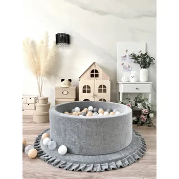 Suchý bazén Prémiový sametový suchý bazének s míčky – Šedý (200/250 míčků) 90x30 cm / 250 míčků