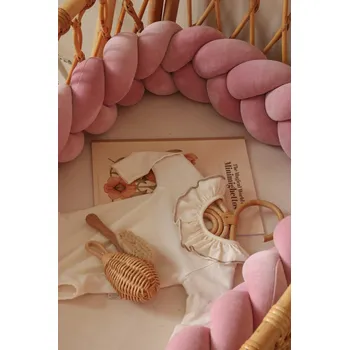 Dětsný nábytek Ochranný mantinel do postýlky - Pletený cop - Tmavě růžový (120-400 cm) 180cm