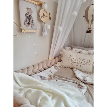 mantinel do postýlky Ochranný mantinel do postýlky - Pletený cop - Béžový (120-400 cm) 140cm