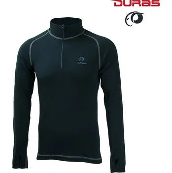 Pánská móda DURAS NORBERT / Pánská zimní merino mikina polorozpínací - černá M