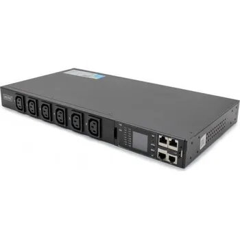 vypínač a zásuvka SMART PDU napájecí lišta 1U, napájecí zásuvka IEC320 C20 16A/250V, 12x zásuvek C13, 16A