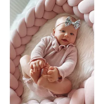 mantinel do postýlky Ochranný mantinel do postýlky - Pletený cop - Pudrově růžový (120-400 cm) 120cm