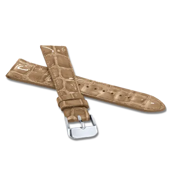 Řemínek na hodinky Lesklý béžový prošitý řemínek LAVVU CROCO OCALA z luxusní kůže Top Grain LSAGF Šířka řemínku: 20mm