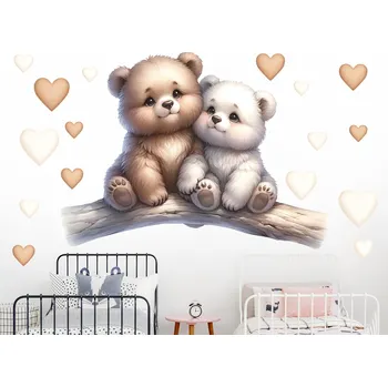 Samolepící dekorace Méďové na větvi samolepka na zeď arch 46 x 33 cm