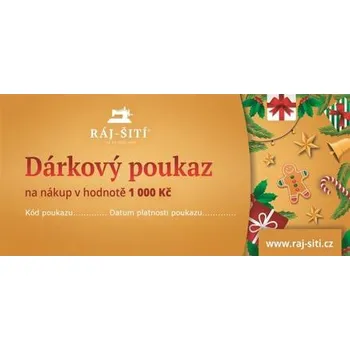 Ráj šití Vánoční dárkový poukaz 1 000 Kč