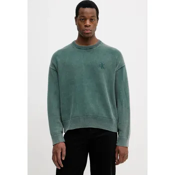 Pánský svetr Bavlněný svetr Calvin Klein Jeans pánský, zelená barva, LV04RE300G 76X, vel. XL
