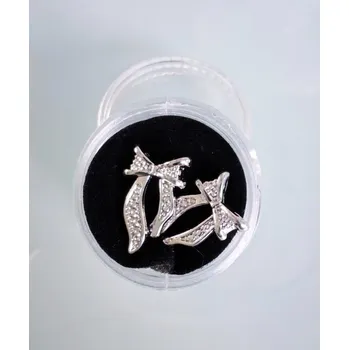 Bižuterie na nehty mašlička - 2ks Silver