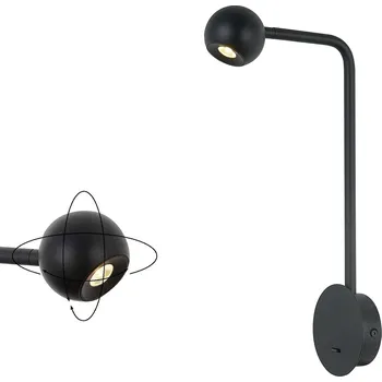 Nástěnné svítidlo Mantra 7514 Eyes, černá nástěnná lampa k posteli s otočnou hlavou a vypínačem LED 6W 3000K, výška 40cm