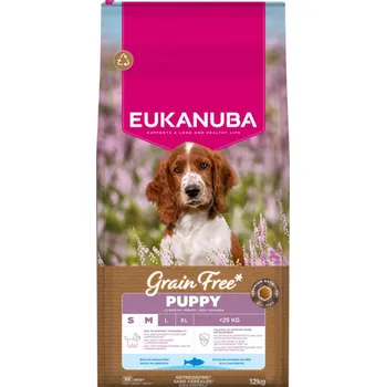 Krmivo pro psa Výhodné balení: 2x12kg Eukanuba Grain Free Puppy Small & Medium Breed mořské ryby granule pro psy