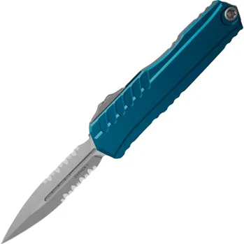 kapesní nůž Microtech CYPHER II D/E STONEWASH PART SERRATE BLUE 1242-11BL