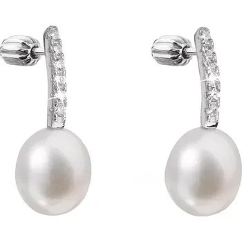 Šperk Stříbrné náušnice visací s bílou říční perlou 21034.1B