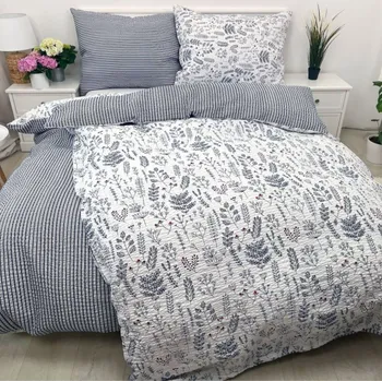 Povlečení Krepové povlečení Herbář Modrý oboustranný Zapínání: knoflík, Velikost polštáře: 70x90, Velikost přikrývky: 140x200