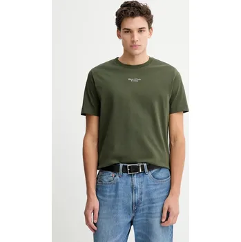 Pánské tričko Bavlněné tričko Marc O'Polo pánské, zelená barva, s potiskem, 620201251382 77X, vel. M
