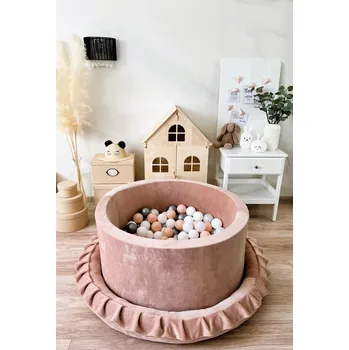 Suchý bazén Prémiový sametový suchý bazének s míčky – Béžový (200/250 míčků) 90x30 cm / 250 míčků