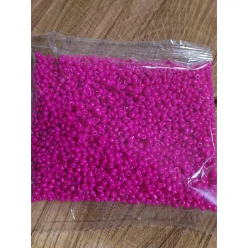 Dětské navlékací korálky Rokajl 12/0 - 2 mm neprůhledný 50 g barva růžová cyklámen