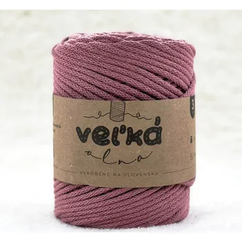 Příze VEĽKÁvlna - VEL'KÁvlna bavlněná šňůra na háčkování 3mm Starorůžová