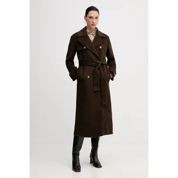 Kabát s příměsí vlny Pedro del Hierro 7522237 hnědá 89X, vel. L