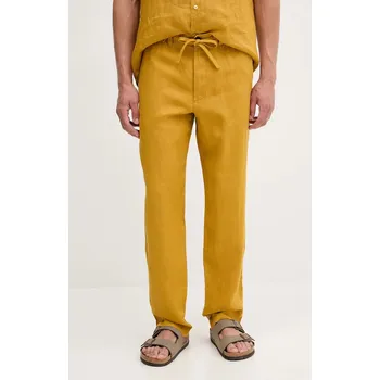 Dámské oblečení Lněné kalhoty United Colors of Benetton 4AGHUF00M žlutá 18X, vel. 46