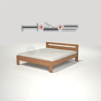 Postel Komplet masivní postele s matracemi, úložným prsotrem a rošty 200x180, ALEX (olej Cherry, jádrový buk), Leda Duo HARD (Aloevera), Villach S-G, ÚP celoplošný 25 (olej Cherry, jádrový buk)