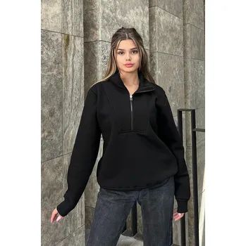 Pánská mikina la & vetta Černá oversize mikina se zipem – Shadow Street Velikost: XS