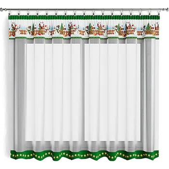 Záclona 4sleep Hotová vánoční záclona 300 × 140 cm, Sněhuláci zelení