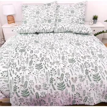 Povlečení Krepové povlečení Herbář Zelený Zapínání: knoflík, Velikost polštáře: 70x90, Velikost přikrývky: 140x220