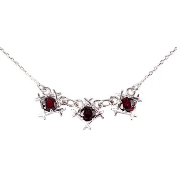 Náhrdelník granát - stříbrný náhrdelník - čtverec (8670) povrchová úprava: rhodiované