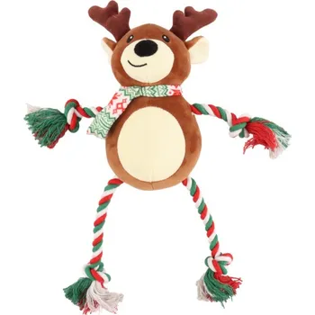 Hračka pro psa Huhubamboo plyšová hračka pro psy sob s lanem 32 cm