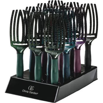 kartáč na vlasy AKCE: 12x OliviaGarden FingerBrush Midnight Desert - kartáče na rozčesávání vlasů + stojan na kartáče