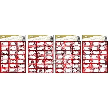 Vánoční dekorace MFP samolepky na dárky 200x300mm/21ks vánoční červené