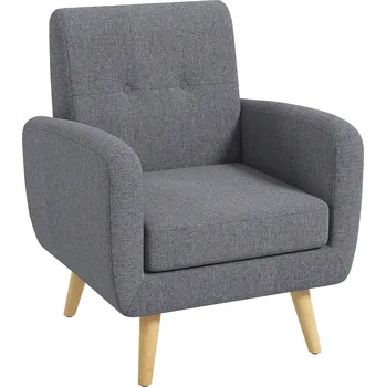 Křeslo HOMCOM polohovací křeslo TV křeslo Čalouněné křeslo s lněným vzhledem a sedákem, dřevěné nohy, do obývacího pokoje a ložnice, světle šedé | Aosom.de