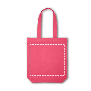 Nákupní taška MERIDA. Taška (220 g/m²) z bavlny (50 %), recyklované bavlny (30 %) a polyesteru (20 % rPET) Sítotisk (textil) (max. 3 barvy, 300 x 270mm) 3 barvy 5000 Zadní