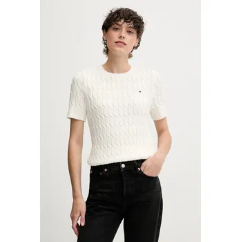 Dámský svetr Bavlněný svetr Tommy Hilfiger dámský, béžová barva, WW0WW45656 01C, vel. XL