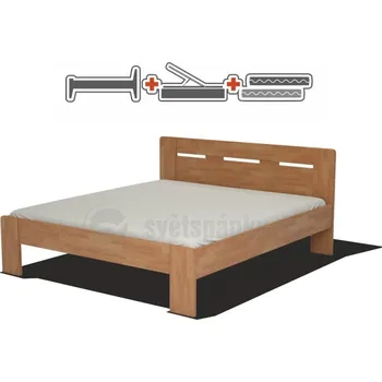 Postel Komplet masivní postele s matracemi, úložným prsotrem a rošty 200x180, Benito dvoulůžko (olej Cherry, jádrový buk), Leda Duo HARD (Aloevera), Villach S-G, ÚP celoplošný 25 (olej Cherry, jádrový buk)