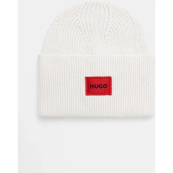 Čepice Vlněná čepice HUGO Xaff 6 černá barva, z tenké pleteniny, vlněná, 50496011 01A, vel. ONE SIZE