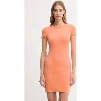 Dámské šaty Šaty Calvin Klein Jeans oranžová barva, mini, přiléhavé, LV047B266G 32X, vel. S